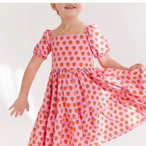 Alice + Ames, adorable, pink strawberry peasant style tiered size 6 dress.